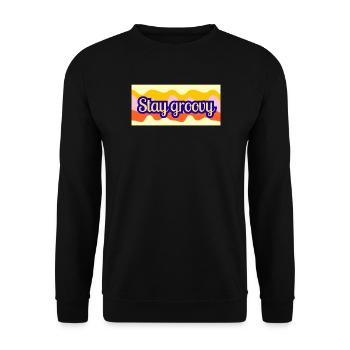 Stay Groovy Retro Waves Design - Unisex Sweatshirt - black - Front - Alina (178cm) & Michal (187cm)