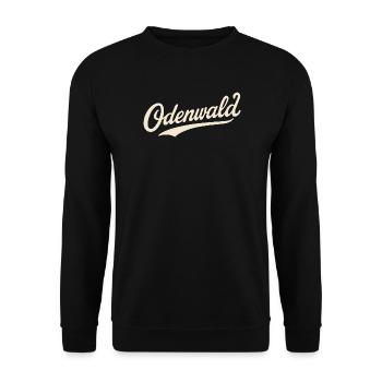 Odenwald Schriftzug Retro - Unisex Pullover - Schwarz - Vorne - Alina (178cm) & Michal (187cm)