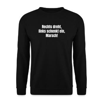 Turn right, pour left, march! - Unisex Sweatshirt - black - Front - Alina (178cm) & Michal (187cm)