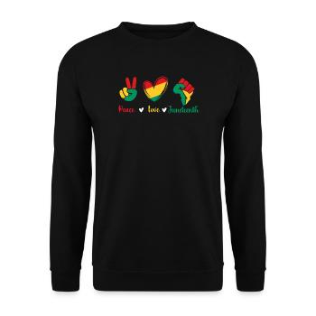 Peace Love Juneteenth – Black Pride Roots - Unisex Sweatshirt - black - Front - Alina (178cm) & Michal (187cm)