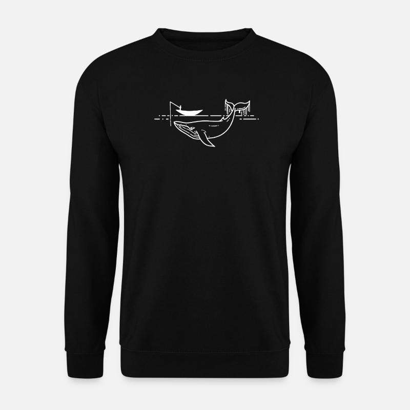 Minimalistische Wallinien-Kunst auf See - Unisex Pullover - Schwarz