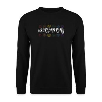 Neurodiversität Regenbogen-Floraltypografie - Unisex Pullover - Schwarz - Vorne - Alina (178cm) & Michal (187cm)