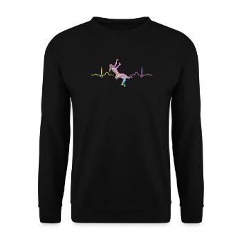 Boulderer heartbeat Bouldering Bouldering - Unisex Sweatshirt - black - Front - Alina (178cm) & Michal (187cm)