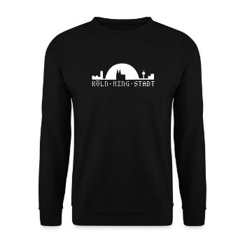 Köln ming Stadt mit Skyline - Unisex Pullover - Schwarz - Vorne - Alina (178cm) & Michal (187cm)