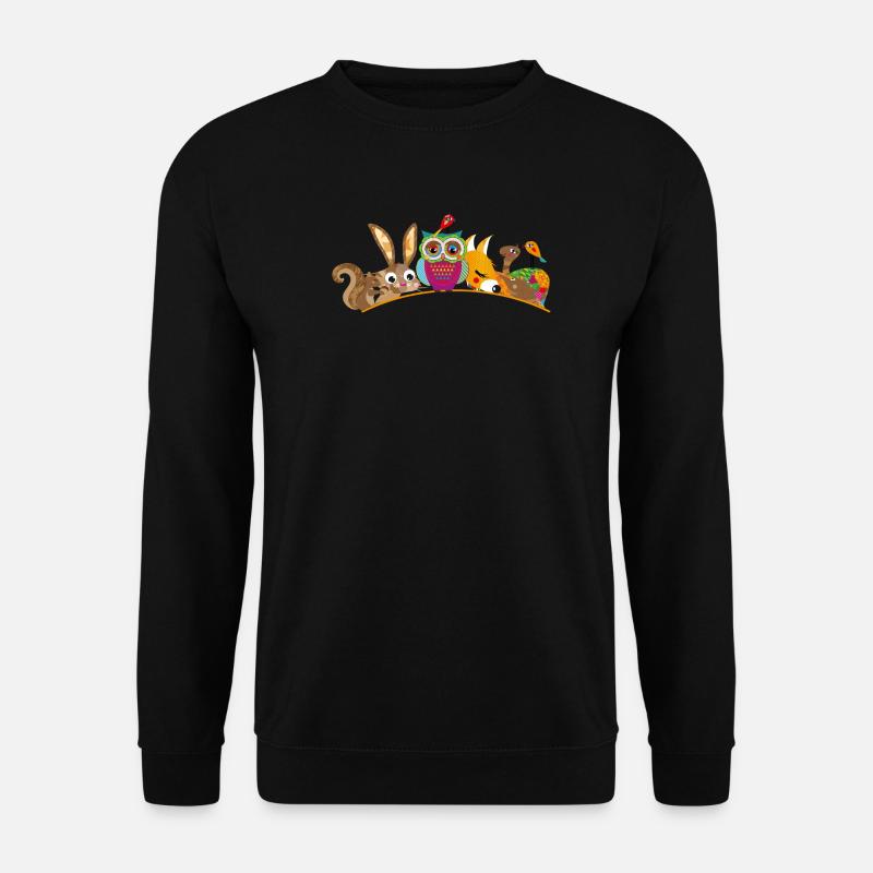 acht niedliche Waldtiere als Banner - Unisex Pullover - Schwarz