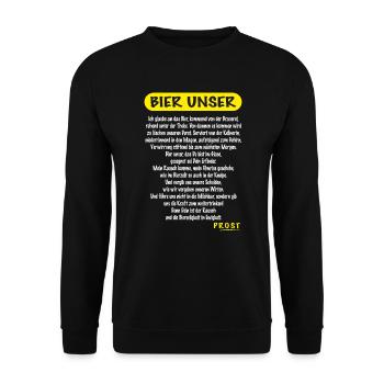 AD - das Vater Unser für alle Bier Fans - hier ist - Unisex Pullover - Schwarz - Vorne - Alina (178cm) & Michal (187cm)