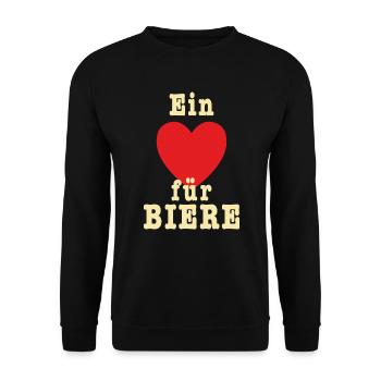 AD - ein Herz für Biere - Alkohol Liebhaber Design - Unisex Pullover - Schwarz - Vorne - Alina (178cm) & Michal (187cm)