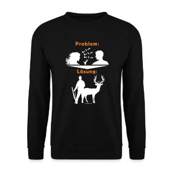 JD - Jäger Shirts - Problem Frau BLA BLA BLA - - Unisex Pullover - Schwarz - Vorne - Alina (178cm) & Michal (187cm)