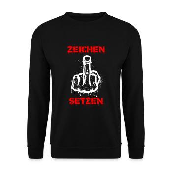 Zeichen setzen - Unisex Pullover - Schwarz - Vorne - Alina (178cm) & Michal (187cm)