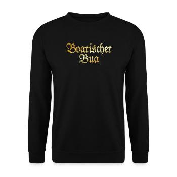 Boarischer Bua - Bayerischer Bube (Goldgelb) - Unisex Pullover - Schwarz - Vorne - Alina (178cm) & Michal (187cm)