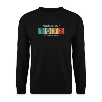 1972 Retro Slogan Alle Originalteile - Unisex Pullover - Schwarz - Vorne - Alina (178cm) & Michal (187cm)