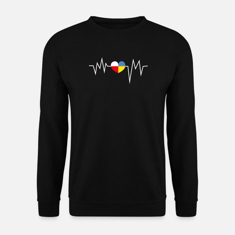 Heartbeat Polen Ukraine - Unisex Pullover - Schwarz