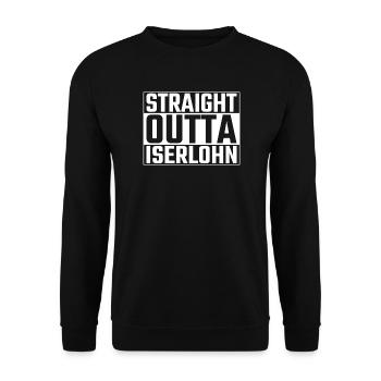 Straight Outta Iserlohn Iserlohner Ruhr - Unisex Sweatshirt - black - Front - Alina (178cm) & Michal (187cm)