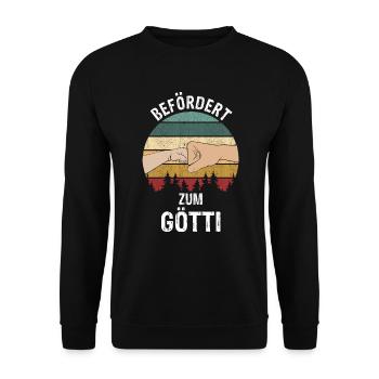 Befördert zum Götti - Götti Fragen - Unisex Pullover - Schwarz - Vorne - Alina (178cm) & Michal (187cm)