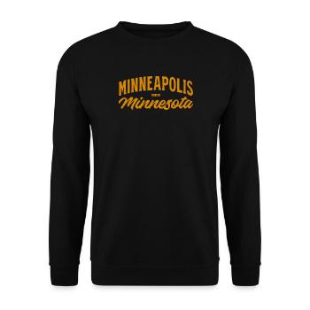Minneapolis Script Vintage Orange - Unisex Pullover - Schwarz - Vorne - Alina (178cm) & Michal (187cm)