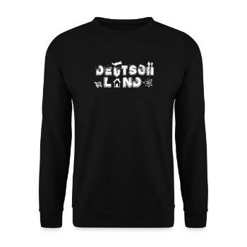 Deutschland Schriftzug mit Symbolen - Unisex Pullover - Schwarz - Vorne - Alina (178cm) & Michal (187cm)