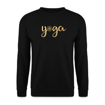 Yoga Yogi Handwriting Flower of Life Energy om - Unisex Sweatshirt - black - Front - Alina (178cm) & Michal (187cm)