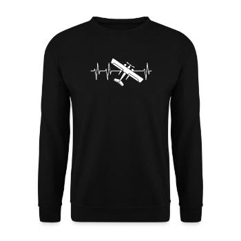Flugzeug Puls Herzschlag Fliegerei fliegen Logo - Unisex Pullover - Schwarz - Vorne - Alina (178cm) & Michal (187cm)