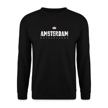 Amsterdam Bold Distressed Typography - Unisex Sweatshirt - black - Front - Alina (178cm) & Michal (187cm)