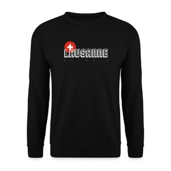 Lausanne Schweizer Wappen Linienkunst - Unisex Pullover - Schwarz - Vorne - Alina (178cm) & Michal (187cm)