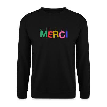 MERCI. MAÎTRESSE. MAÎTRE. MERCI MAÎTRESSE - Sweat-shirt Unisexe - noir - Devant - Alina (178cm) & Michal (187cm)