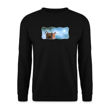 Fotodesign Spatzen-Meeting geschwungen umrandet - Unisex Pullover - Schwarz - Vorne - Alina (178cm) & Michal (187cm)