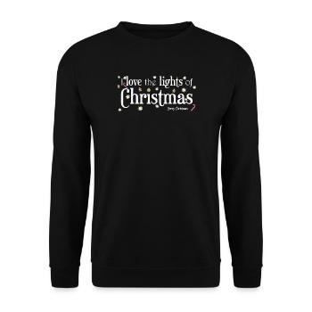J’aime les lumières de Noël, Anglais - Sweat-shirt Unisexe - noir - Devant - Alina (178cm) & Michal (187cm)