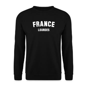 LOURDES, France - Sweat-shirt Unisexe - noir - Devant - Alina (178cm) & Michal (187cm)