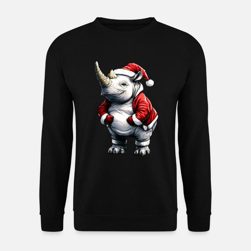 Weihnachtsmann Nashorn - Unisex Pullover - Schwarz