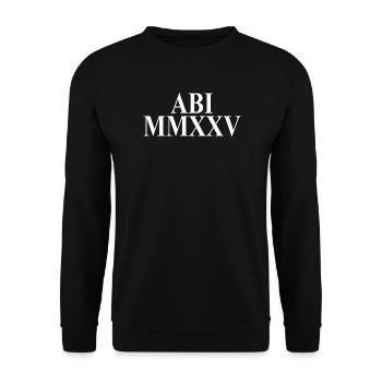 Abi 2025 - Abitur - Römische Ziffern - Latein - Unisex Pullover - Schwarz - Vorne - Alina (178cm) & Michal (187cm)