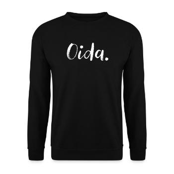 Oida - österreichisches Universalwort - Unisex Pullover - Schwarz - Vorne - Alina (178cm) & Michal (187cm)