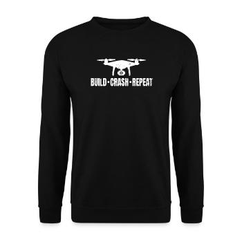 Drohne Build Crash Repeat - Unisex Pullover - Schwarz - Vorne - Alina (178cm) & Michal (187cm)