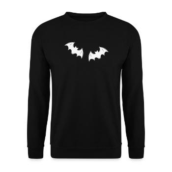 Graue Fledermäuse im Nachtflug - Unisex Pullover - Schwarz - Vorne - Alina (178cm) & Michal (187cm)