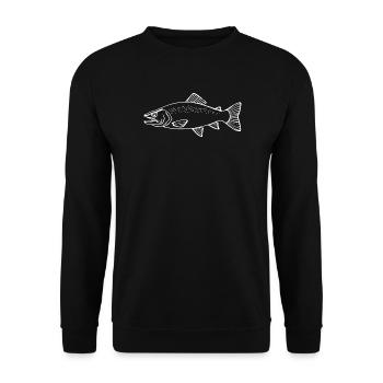 Fisch Forelle Angler T-shirt Geschenk Angler - Unisex Pullover - Schwarz - Vorne - Alina (178cm) & Michal (187cm)