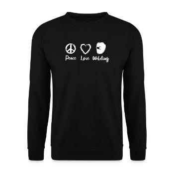 Frieden Liebe Schweißen - Unisex Pullover - Schwarz - Vorne - Alina (178cm) & Michal (187cm)