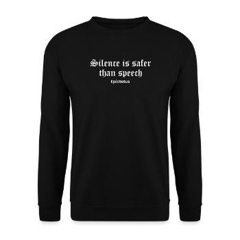 Schweigen über Sprache Epiktet - Unisex Pullover - Schwarz - Vorne - Alina (178cm) & Michal (187cm)