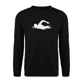Schwimmer-Silhouette im Wasser - Unisex Pullover - Schwarz - Vorne - Alina (178cm) & Michal (187cm)