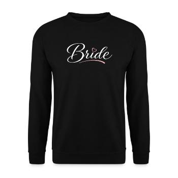 Braut-Schriftzug mit Herz - Unisex Pullover - Schwarz - Vorne - Alina (178cm) & Michal (187cm)