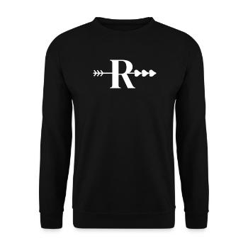 Buchstabe R Pfeilherz - Unisex Pullover - Schwarz - Vorne - Alina (178cm) & Michal (187cm)