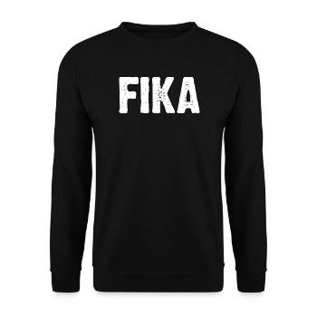 Fika Bold Distressed Type - Unisex Pullover - Schwarz - Vorne - Alina (178cm) & Michal (187cm)