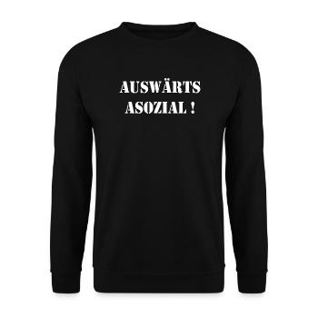 Auswärts sind wir Asozial Party Malle Fussball - Unisex Pullover - Schwarz - Vorne - Alina (178cm) & Michal (187cm)