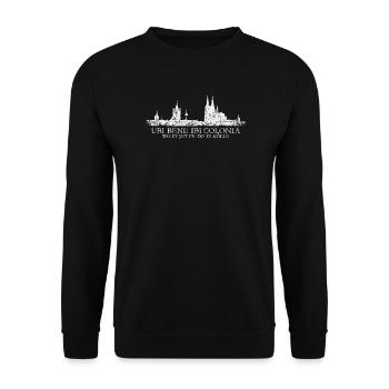 UBI BENE IBI COLONIA Kölnerer Skyline von Köln - Unisex Pullover - Schwarz - Vorne - Alina (178cm) & Michal (187cm)