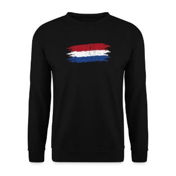 Holländische Flagge Pinselstriche T-Shirt - Unisex Pullover - Schwarz - Vorne - Alina (178cm) & Michal (187cm)