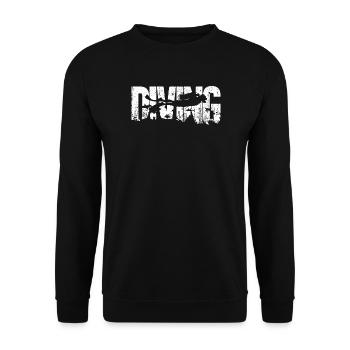 Distressed Bold Typography with Silhouette - Unisex Sweatshirt - black - Front - Alina (178cm) & Michal (187cm)