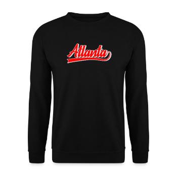 Atlanta Script Retro Logo - Unisex Pullover - Schwarz - Vorne - Alina (178cm) & Michal (187cm)