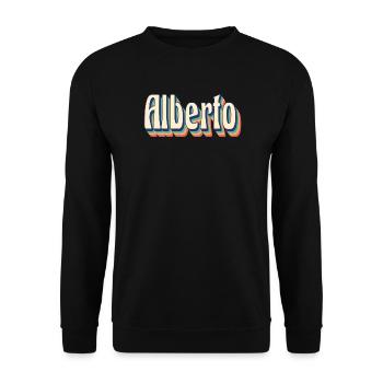 Alberto Retro Vintage T-Shirt Geschenk T-Shirt - Unisex Pullover - Schwarz - Vorne - Alina (178cm) & Michal (187cm)