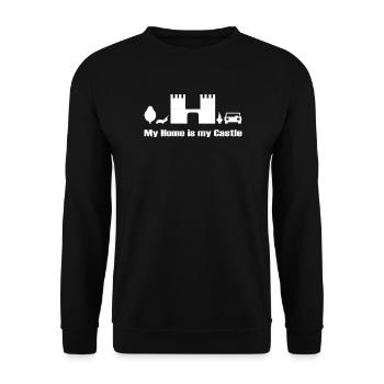 my home is my castle - funny Design in Weiss - Unisex Sweatshirt - black - Front - Alina (178cm) & Michal (187cm)