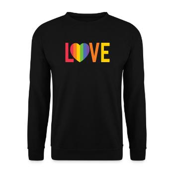 Regenbogenherz LOVE Design - Unisex Pullover - Schwarz - Vorne - Alina (178cm) & Michal (187cm)