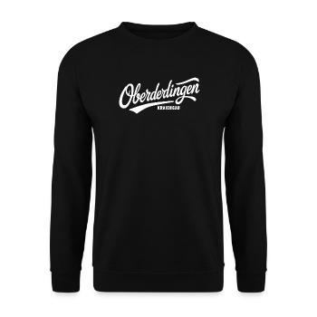 Oberderdingen Vintage Lettering Schriftzug - Unisex Pullover - Schwarz - Vorne - Alina (178cm) & Michal (187cm)