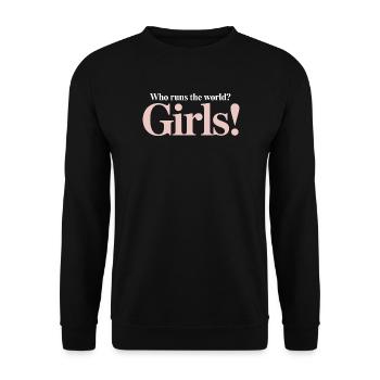 Les femmes : le pouvoir qui dirige le monde, les filles, les filles : la fille - Sweat-shirt Unisexe - noir - Devant - Alina (178cm) & Michal (187cm)